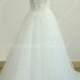 Ivory off the shoulder a line lace wedding dress with chapel train