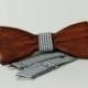 Mens wooden bow tie with pocket square. Wood Handmade BowTie. 