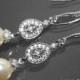 Bridal Pearl Chandelier Earrings Swarovski 8mm Ivory Pearl Earrings Small Pearl CZ Wedding Earrings Wedding Pearl Jewelry Prom Pearl Jewelry - $32.90 USD