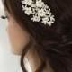 Wedding Hair Comb Floral Pearl hair comb Silver bridal haircomb Bridal Hair comb Wedding Hair accessory Crystal hair comb - $33.90 USD