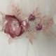 EXPRESS SHIPPING Lace Bridal Sash Belt, Pink Lace Bridal Sash, Rhinestone Sash, Bridal Belt, Floral Sash, Romantic Bridal Belt Sash - $65.90 USD