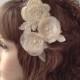 Ivory Bridal Comb Set, Bridal Comb Headpiece, Crystal Bridal Comb, Flower Wedding Comb, Wedding Hair Piece, Bridal Comb - $45.00 USD