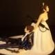 Military Wedding Cake Topper with Gun rifle , weapon , knife - Strapless Dress and Uniform Formals Funny Awesome Bride and Groom