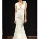 Sarah Jassir - Spring 2013 - Juliette Sleeveless Lace Sheath Wedding Dress with Deep V-Neck and Floral Detail - Stunning Cheap Wedding Dresses