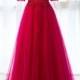 2017 Custom-Made Sheer Lace Wine Red Tulle Prom Dress A-Line Sweetheart Off Shoulder Half Sleeve Elegant Flower(s) Party Dress Lace Up Back