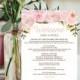 Wedding Itinerary Template - Wedding Welcome Bag Printable Itinerary - Editable Welcome Letter - 5x7 Wedding Agenda - DIY - Pink Floral