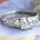 Art Deco Engagement Ring Vintage 1930's Old European Cut Diamond Engagement Wedding Anniversary Ring Platinum