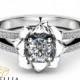 Half Carat Diamond Engagement Ring 14K White Gold Diamond Ring Flower Engagement Ring Choose Your 0.5CT Diamond