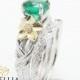 Unique Emerald Engagement Ring 14K Gold Twig Engagement Ring Natural Emerald Ring