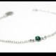 Dainty Emerald Green Opal Bracelet, Sterling Silver Tiny Opal Bracelet, Emerald Opal Charm Bracelet, Emerald Bracelet, Charm Bracelet