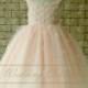 Blush Flower Girl Dress With Handmade Flowers and Pearls