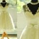50shouse_ 50s inspired retro feel V neckline lace tea wedding dress with sash_ custom make