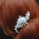 Crystal and Pearls Wedding Hair Comb, Organza Flower Hair Comb, Bridal Headpiece, Rustic Wedding Hair Piece, Bohemian Wedding Hair Accessory - $39.00 USD