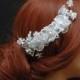 White Silk Flower Hair Comb, Wedding Hair Comb, Floral Bridal Comb, Wedding Hair Accessories, Pearl Hair Comb, Crystal Headpiece - $35.00 USD