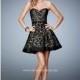 Black/Nude La Femme 22235 - Short Lace Dress - Customize Your Prom Dress