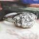 Vintage Diamond Engagement Ring 1940's Retro Granat Bros. Old Transitional Cut Diamond Engagement Wedding Anniversary Ring Platinum