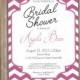 Bridal Shower Wedding Invitation, Miss to Mrs, Bridal Brunch, Chevron, Pink, Custom Color, DIY Printable PDF or Professionally Printed