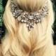 Gold Wedding hair jewelry, Hair chain accessory, bridal hair chain, AB clear crystal jewels and gold chain, Boho wedding head piece. Beach