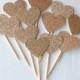 DOUBLE SIDED Rose gold glitter Heart cupcake toppers, rustic wedding cupcake toppers, rose gold wedding, rose gold cupcake toppers, i do