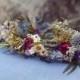custom bridal crown, dried flower crown, woodland flower crown, lavender bridal crown, eucalyptus crown, greenery crown, light blue crown