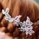 Rose gold hair pin, wedding hair accessories, hair pins, bridal hair accessories, wedding hair pins, White glass beads Hairpins, Hairpin Set