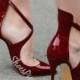 Shoespie Burgundy Cross Wrap Pointed Toe Stiletto Heel Court Shoes