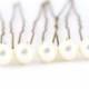 Ivory Pearl Wedding Hair Pins. Set of 5, 8mm Swarovski Crystal Pearls. Bridal Hair Accessories.