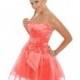 A-Line/Princess Scalloped Neck Short/Mini Organza Satin Homecoming Dress With Ruffle - Beautiful Special Occasion Dress Store