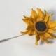 SUNFLOWER LAPEL PIN Sunflower boutonniere yellow leather brooch Yellow flower lapel pin mens lapel Wedding Buttonhole for father of bride