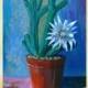 Cactus painting, original painting, acrylic painting, flowering cactus, still life painting, still life cactus, Cactus art, Plants painting