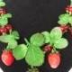 Strawberry necklace berry necklace polymer clay jewelry summer jewelry red berry jewelry green leaves gift for her strawberry jewelry nature