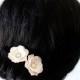 White Flower - Wedding Hair Accessories, Bohemian Wedding Hairstyles Hair Flower - Set