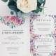 Printable Wedding Invitation Suite, DIY invitation template, Wedding Invitation template, Bohemian wedding invitation, Floral invitation pdf