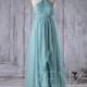 2017 Turquoise Chiffon Bridesmaid Dress with Ruffle, Y Neck Pleated Bodice Wedding Dress, A Line Long Prom Dress Floor Length (T175)