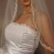 Wedding veil with silver trimm, pearls, sequins and cystal. Brial veil 32" length