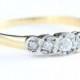 Edwardian 5 stone old european cut diamond engagement ring in 18 carat gold and platinum