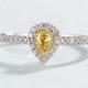 Pear engagement ring, Pear diamond ring,Yellow diamond ring, White Gold diamond ring,Promise ring, Simple diamond ring, Half eternity band