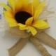 Sunflower Boutonniere with Burlap Ribbon,Wedding, Groom, Groomsmen gift, Buttonhole Flower, Bridal Party Favor, FFT design, Made to order