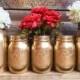 SALE!! SET OF 5 gold mason jars. Centerpieces. Gold decor. Home decor.