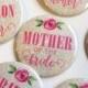 Gold Glitter and Pink Peony - Bridal Shower/Bachelorette Pins (pack of 7)