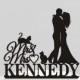 Wedding Cake Topper Silhouette Couple Mr & Mrs Personalized with Last Name and 2 cats, Acrylic Cake Topper [CT81nc]