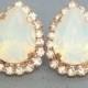 White Opal Swarovski Studs,Opal Stud Earrings,Opal Teardrop Earrings,Bridal Earrings,Swarovski Stud Earrings,Rose Gold Bridesmaids Earrings