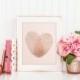 REAL FOIL Rose Gold and Blush Pink Thumbprint Heart - Art Print, Gallery Wall Art, Wedding Sign, Home and Office Decor - 8x10
