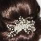 Pearl Bridal Hair Comb Swarovski Ivory Pearl Floral Hair Comb Wedding Pearl Hair Piece Pearl CZ Headpiece Bridal Ivory Pearl Hair Jewelry - $36.00 USD
