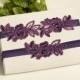 Purple  Beaded Lace Wedding Garter Set , Embroidery  Garter Set, Toss Garter , Keepsake Garter ,Customizable Handmade-GT038