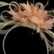 Cream Hoop & Baby Pink Feathers Fascinator On Headband for Weddings and Ascot Races