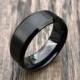 8 mm Stainless Steel Ring, Wedding Ring, Brushed Black Stainless Steel, Men's Wedding Band, Beveled Edge, Promise Ring, Unisex Ring