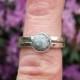 Raw White Diamond Ring Silver Grey Diamond Sterling Silver Engagement Stacking Ring Wedding Set Size 6 1/4