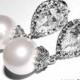 White Pearl Bridal Earrings Swarovski 10mm White Drop Pearl Cubic Zirconia Wedding Earrings White Pearl Bridal Earrings Pearl Bridal Jewelry