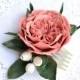 English rose boho wedding bridal flower floral hair comb , light coral salmon tea rose wedding flowers hair accessory